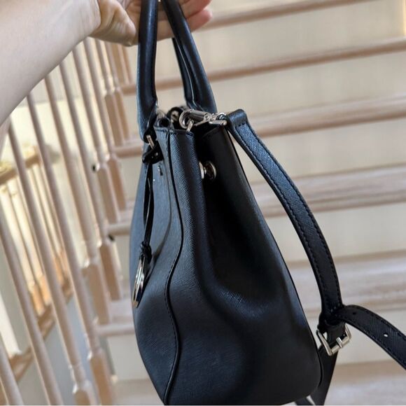 Michael Kors Sutton Medium Saffiano Leather Satchel in Black - Picture 8 of 15